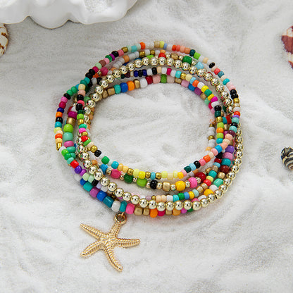Pearl beads and elastic women's ankle chain
