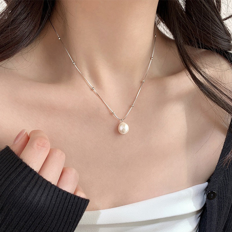 Sterling Silver Heart Pearl Necklace