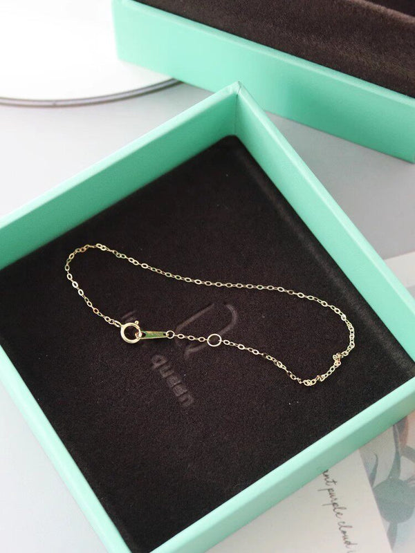 Simple 14K Gold O-Shaped Bracelet and Anklet