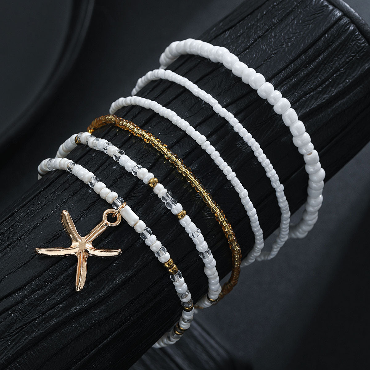 Pearl beads and elastic women's ankle chain