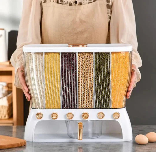 6 Compartment Cereal Dispenser Storage Organizer