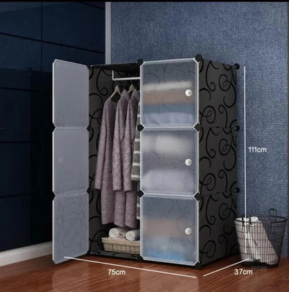 Intelligent Plastic Portable Cube Cabinet with hanging – 6 Cube