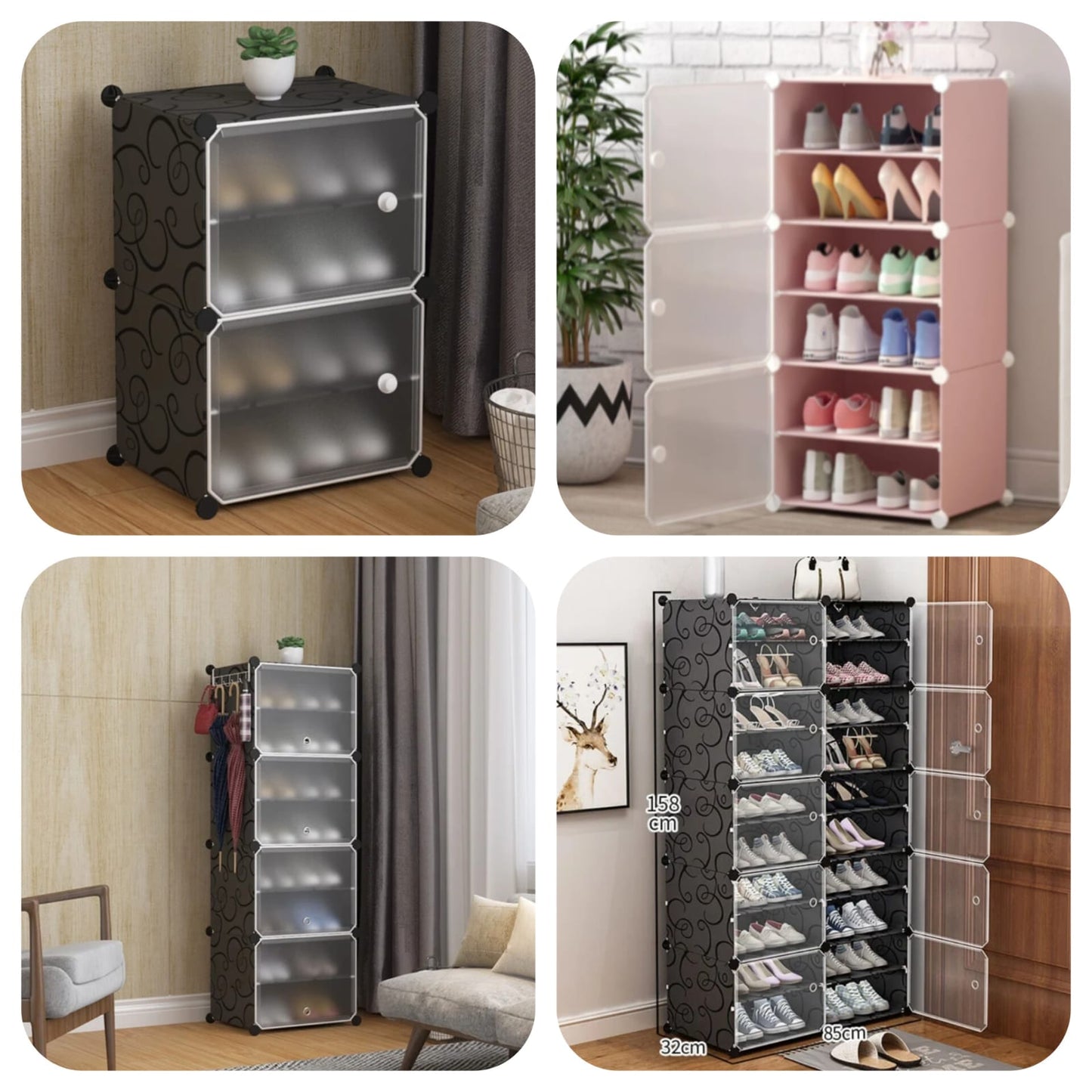 Space Saving, Stackable Shoe Racks, Organizer Cabinet Shelves