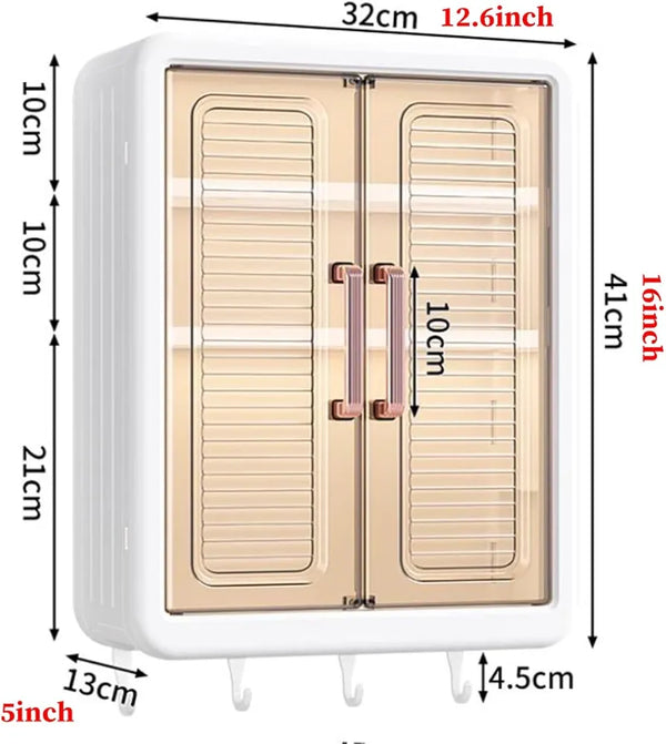 Wall Mounted Storage Cabinet - 3 Layer Punch Free Organizer Rack
