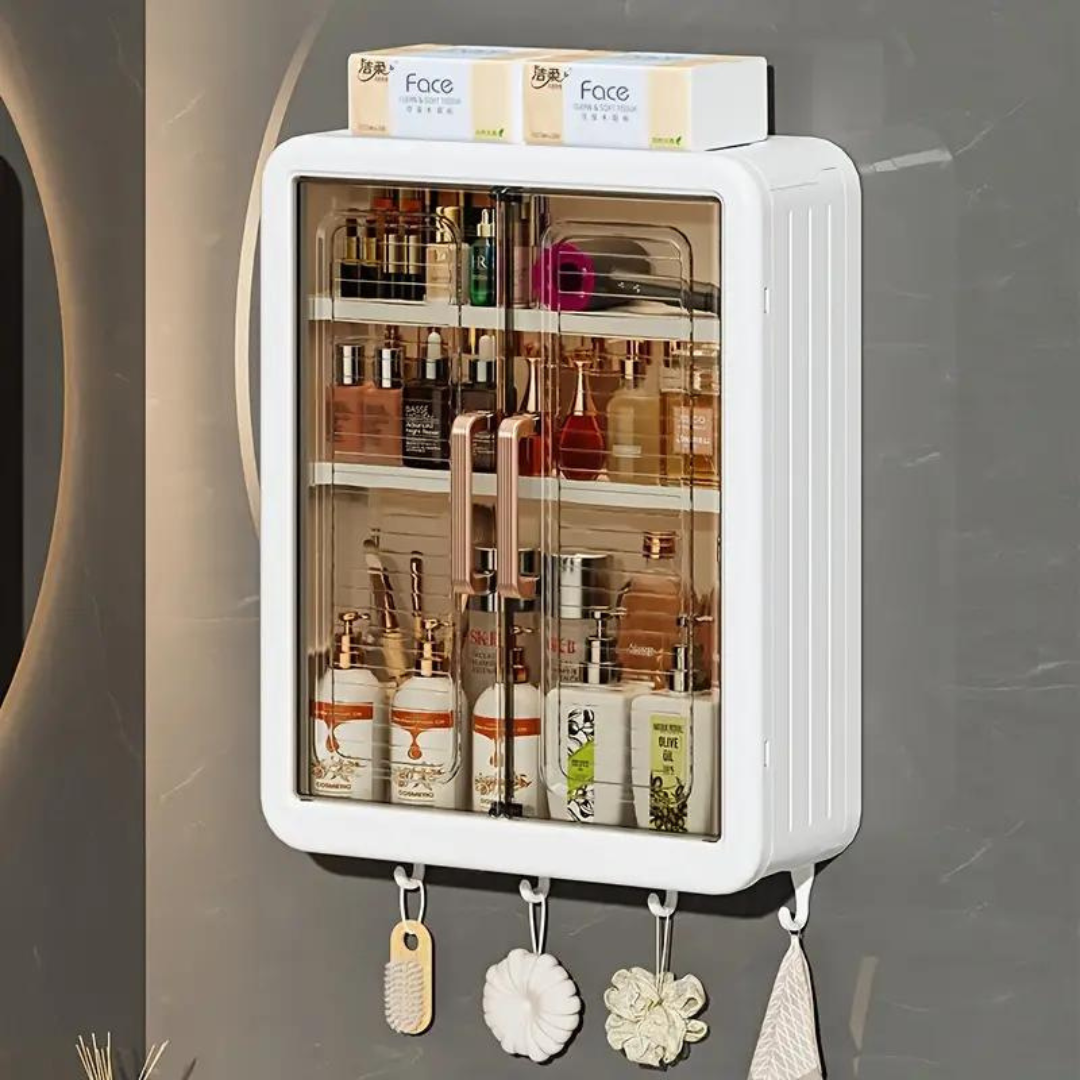 Wall Mounted Storage Cabinet - 3 Layer Punch Free Organizer Rack