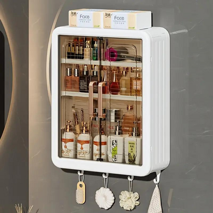 Wall Mounted Storage Cabinet - 3 Layer Punch Free Organizer Rack