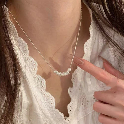 Sterling Silver Heart Pearl Necklace