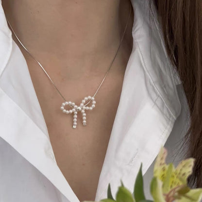Sterling Silver Heart Pearl Necklace
