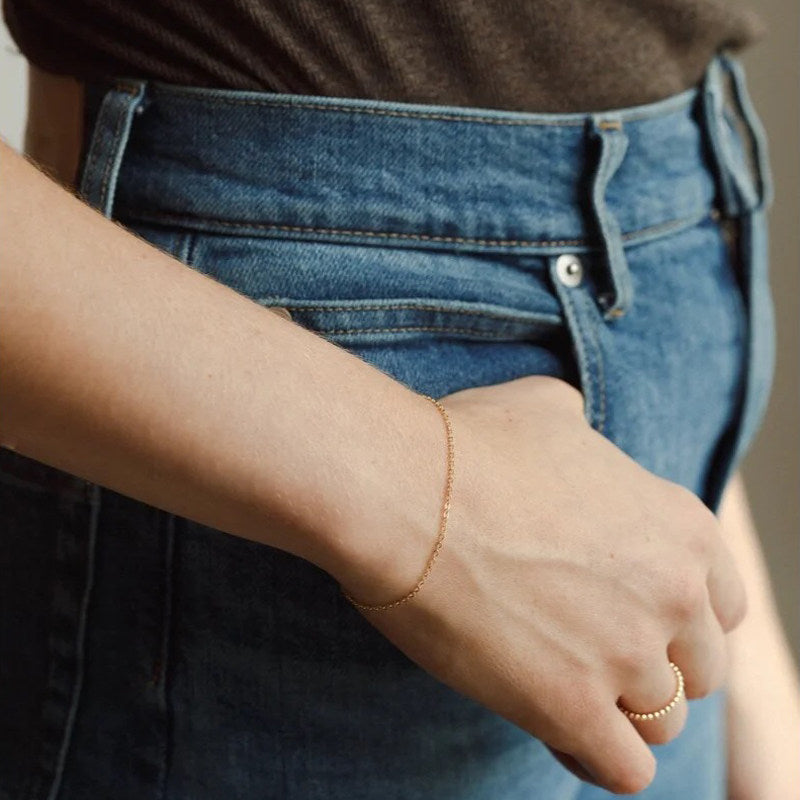 Simple 14K Gold O-Shaped Bracelet and Anklet