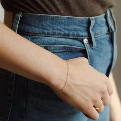 Simple 14K Gold O-Shaped Bracelet and Anklet