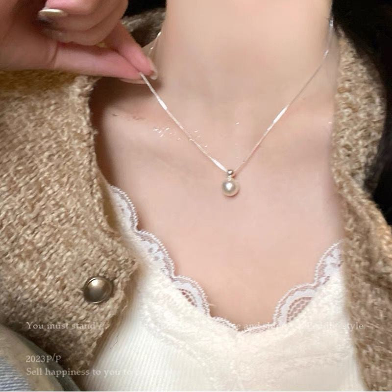 Sterling Silver Heart Pearl Necklace