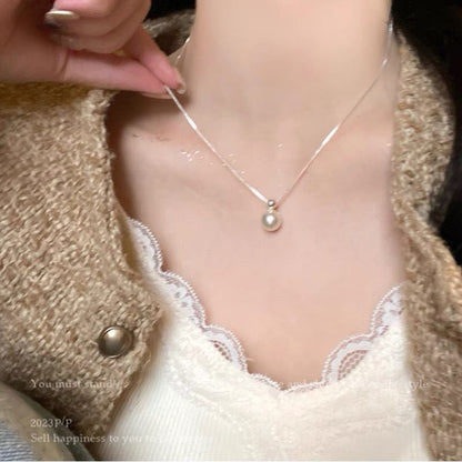 Sterling Silver Heart Pearl Necklace