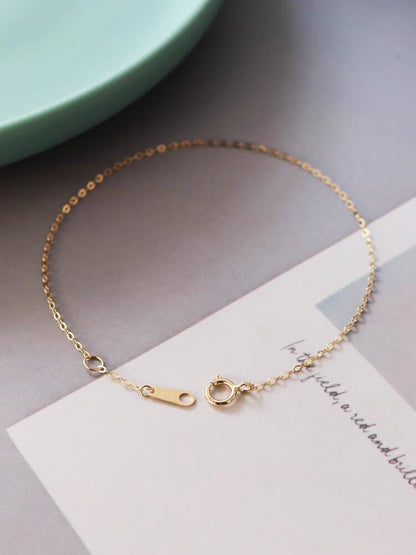Simple 14K Gold O-Shaped Bracelet and Anklet