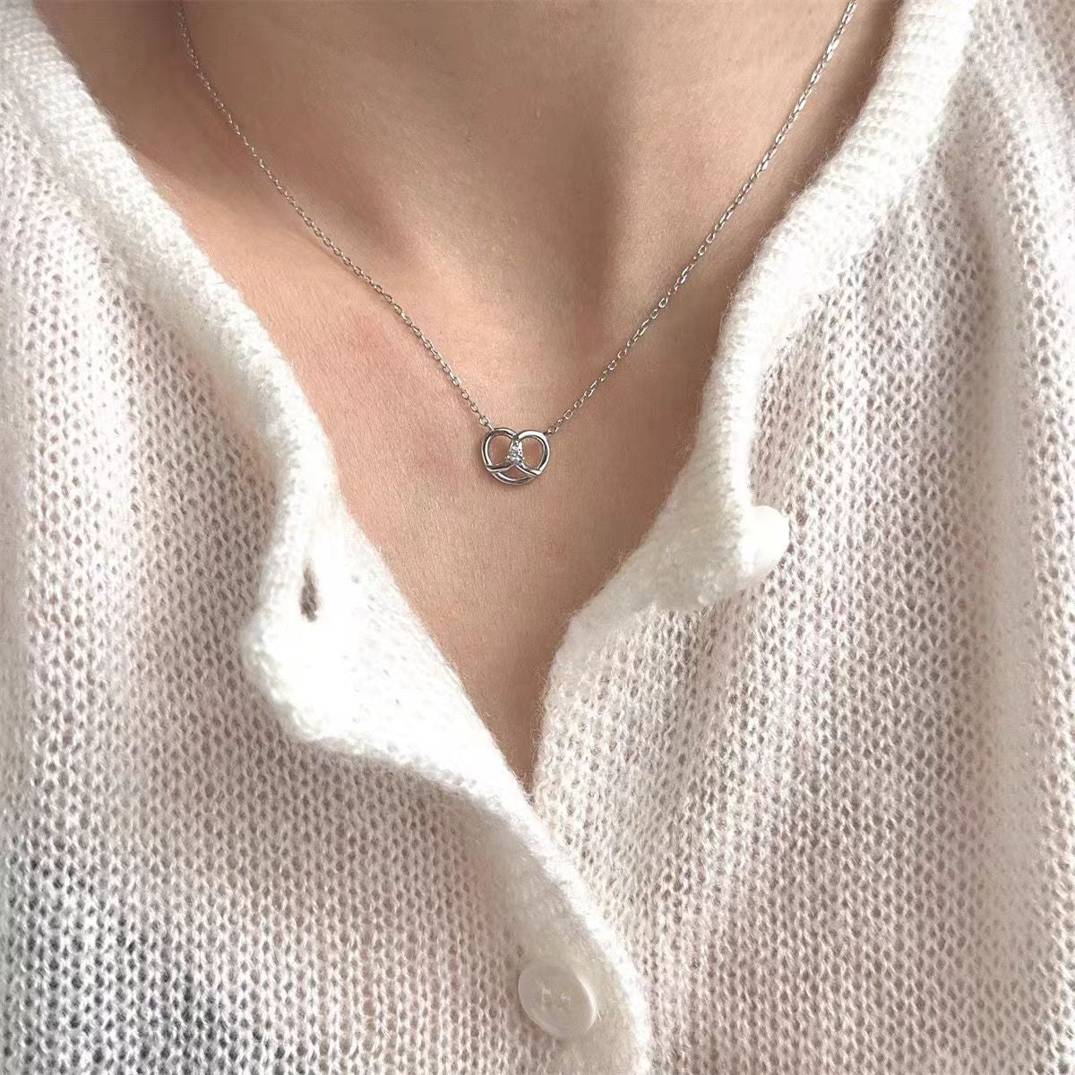 Sterling Silver Heart Pearl Necklace