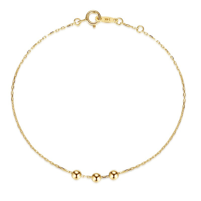 14K Gold Beaded Anklet Bracelet