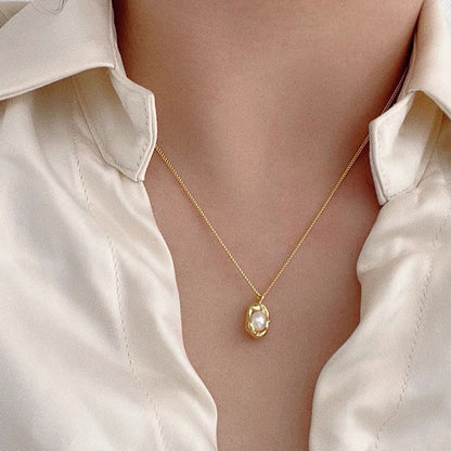 Sterling Silver Heart Pearl Necklace