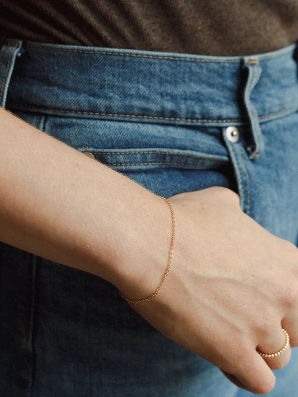 Simple 14K Gold O-Shaped Bracelet and Anklet