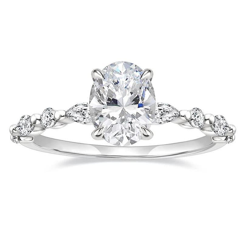 Geometric Cut Cube Oval Zircon Ring