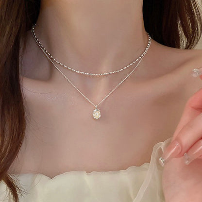 Sterling Silver Heart Pearl Necklace