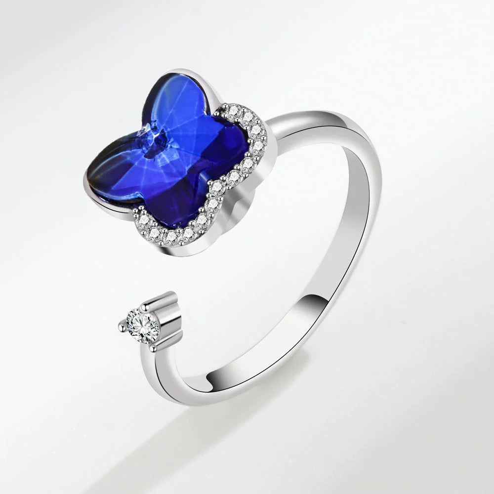 Rotating Ring Rotatable Zircon Butterfly Ring Hand Jewelry