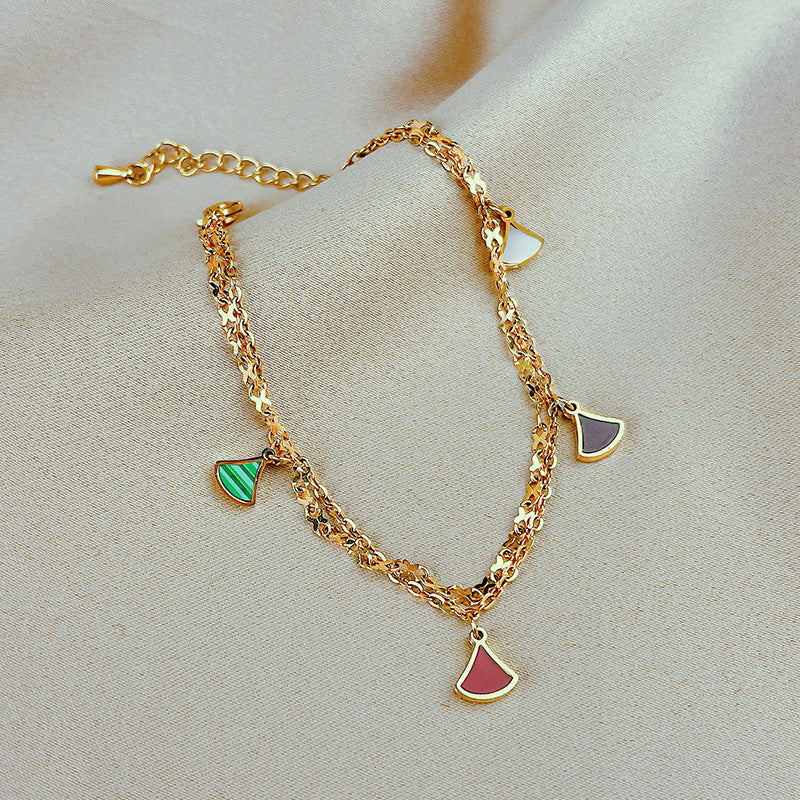 Adjustable Four-Leaf Clover Anklet Titanium Steel Jewelry