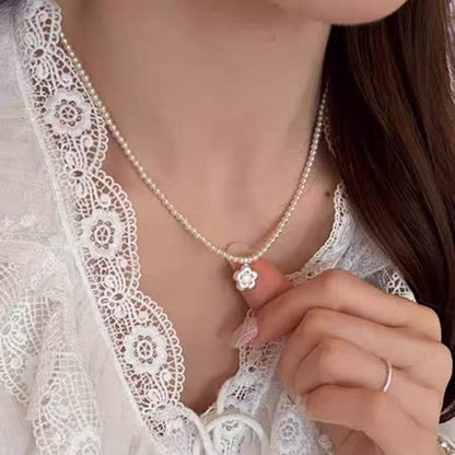 Sterling Silver Heart Pearl Necklace