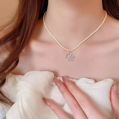 Sterling Silver Heart Pearl Necklace