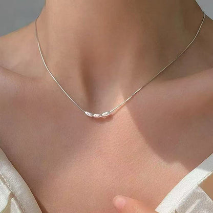 Sterling Silver Heart Pearl Necklace