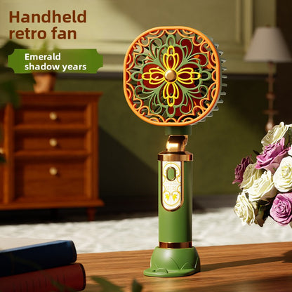 Vintage Floral Handheld Rechargeable Fan
