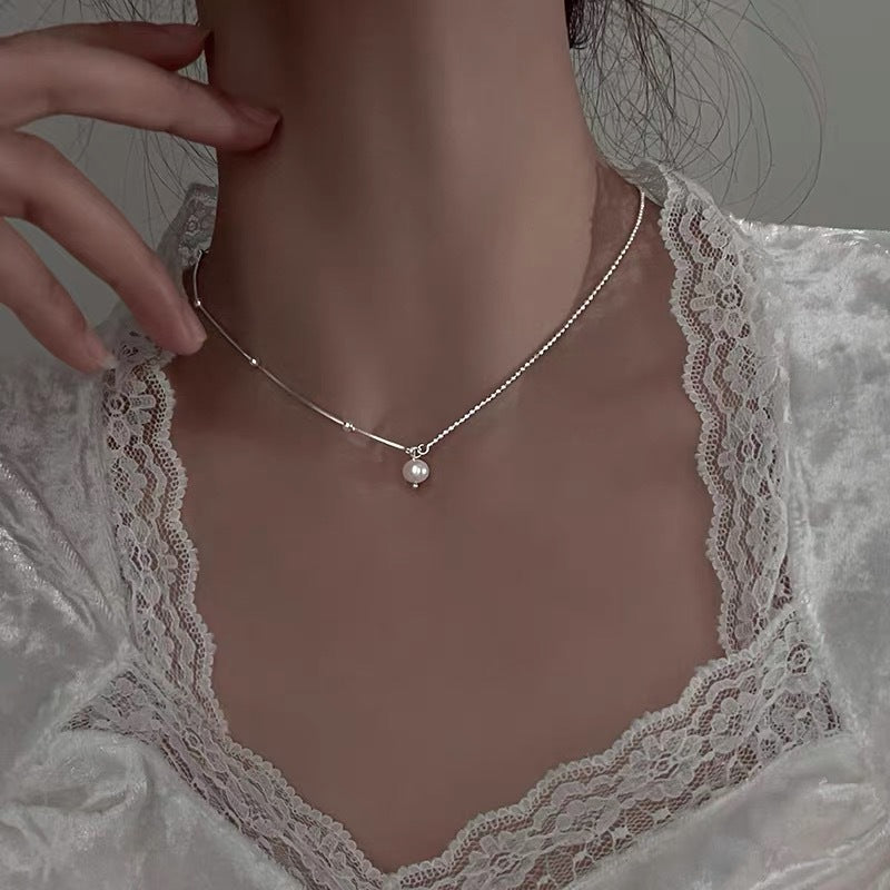 Sterling Silver Heart Pearl Necklace
