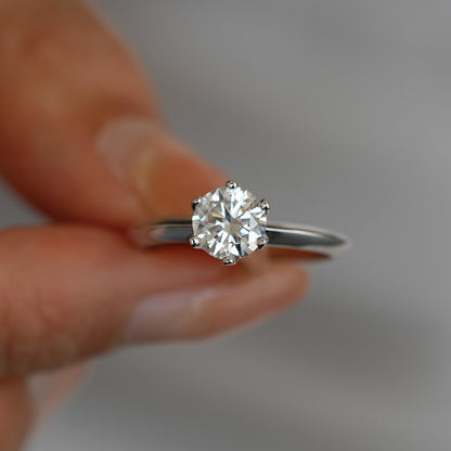 Sterling Silver Moissanite Engagement Ring with Adjustable Band