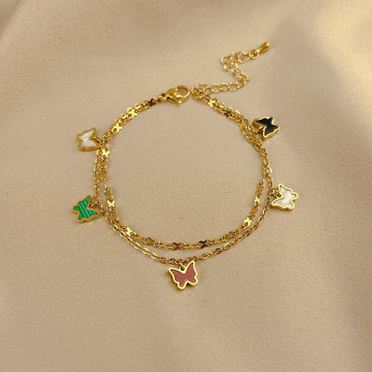Adjustable Four-Leaf Clover Anklet Titanium Steel Jewelry