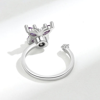 Rotating Ring Rotatable Zircon Butterfly Ring Hand Jewelry