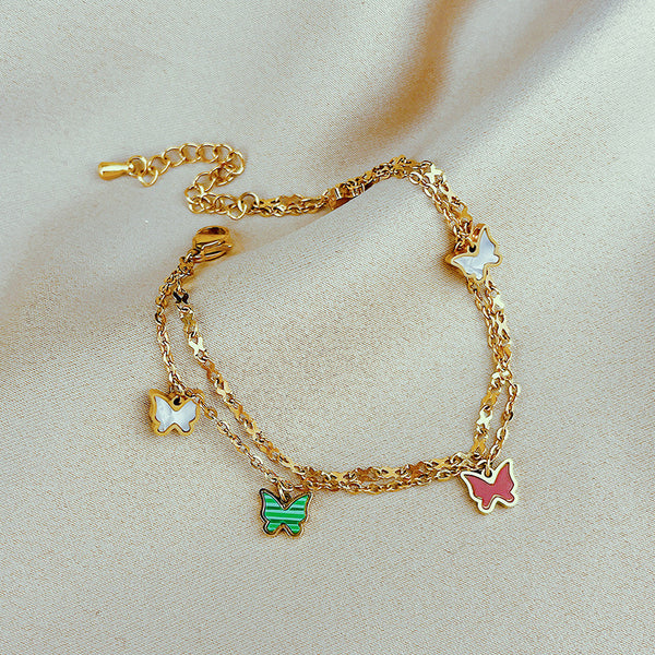 Adjustable Four-Leaf Clover Anklet Titanium Steel Jewelry