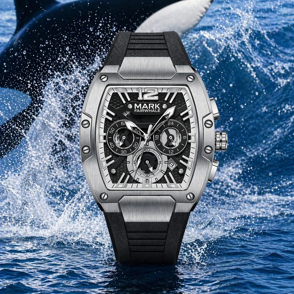 Mark Fairwhale Premium Barrel Watch for Men – Chronograph Quartz, Luminous Dial, Sport Luxury Design