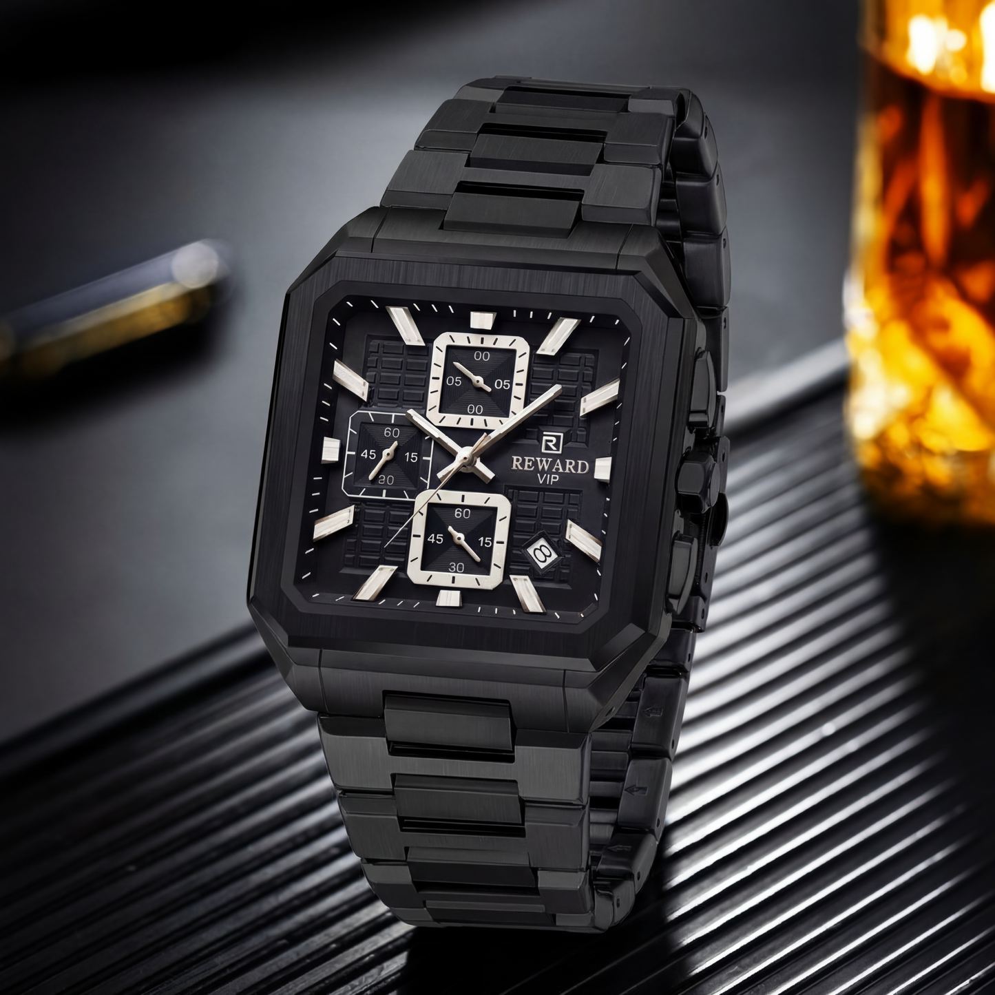 Reward VIP Square Watch – Japanese Quartz 3ATM Chrono Luxury Timepiece