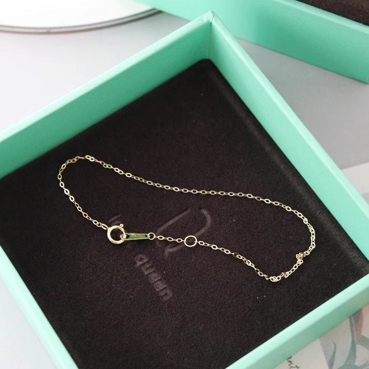Simple 14K Gold O-Shaped Bracelet and Anklet