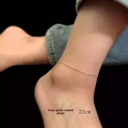 Simple 14K Gold O-Shaped Bracelet and Anklet