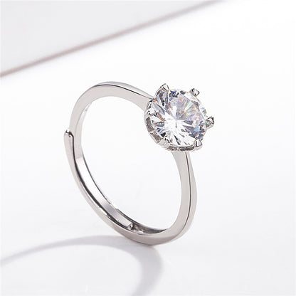 Adjustable Heart Shape Artificial Diamond Ring
