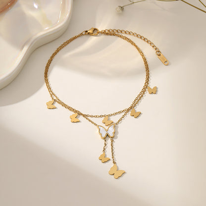 Fashion Titanium Steel Ankle Chain with Tassel