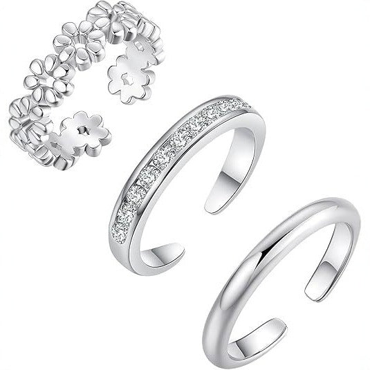 Adjustable Floral Foot Ring Set