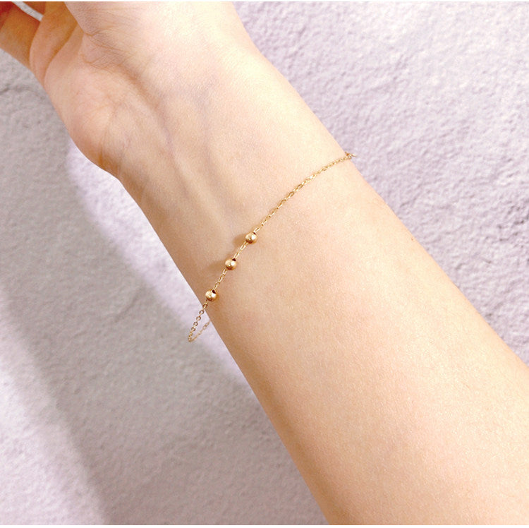 14K Gold Beaded Anklet Bracelet