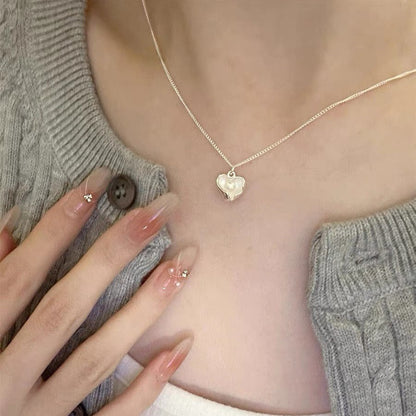 Sterling Silver Heart Pearl Necklace