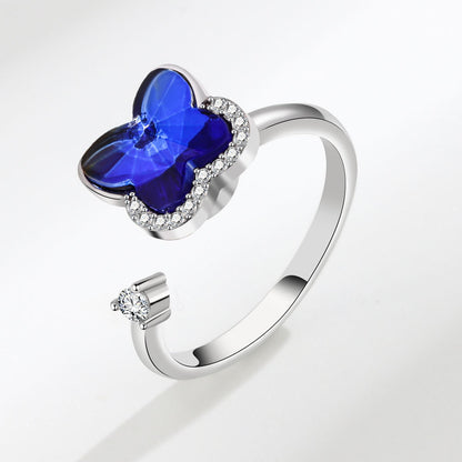 Rotating Ring Rotatable Zircon Butterfly Ring Hand Jewelry