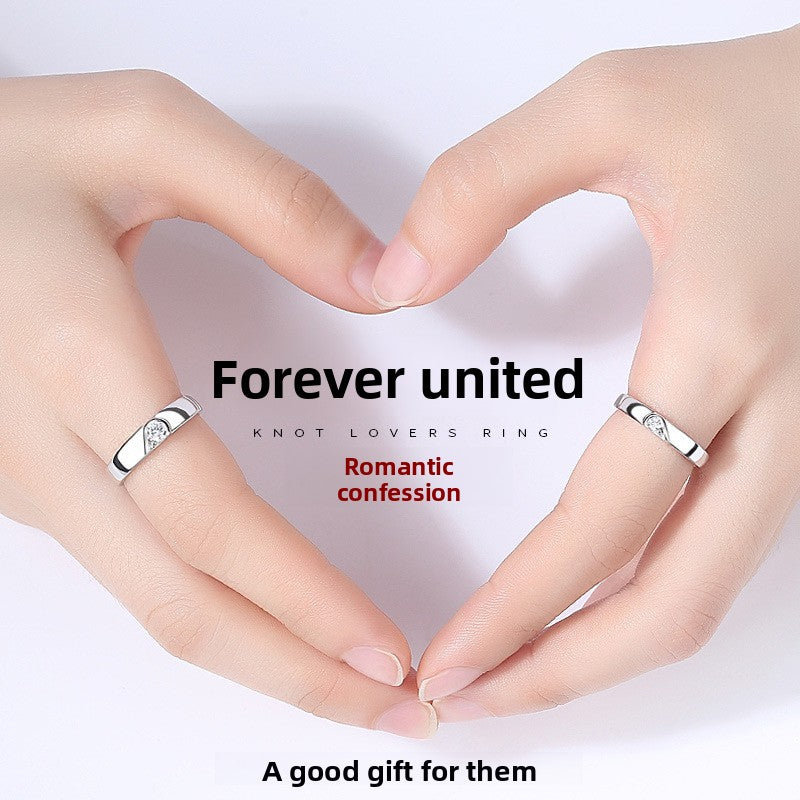 White Copper Eternal Knot Couple Ring