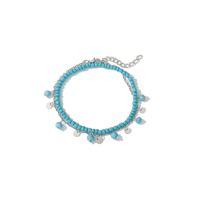 Bohemian Turquoise Adjustable Anklet Set
