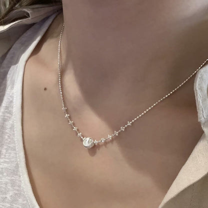 Sterling Silver Heart Pearl Necklace