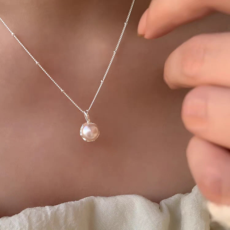 Sterling Silver Heart Pearl Necklace